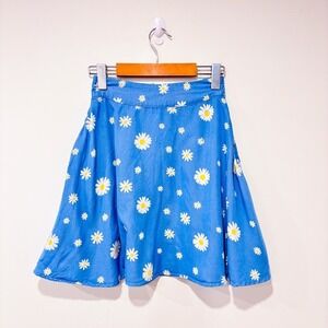 UNIQUE VINTAGE Blue floral mini‎ skirt | Feminine retro | X-Small